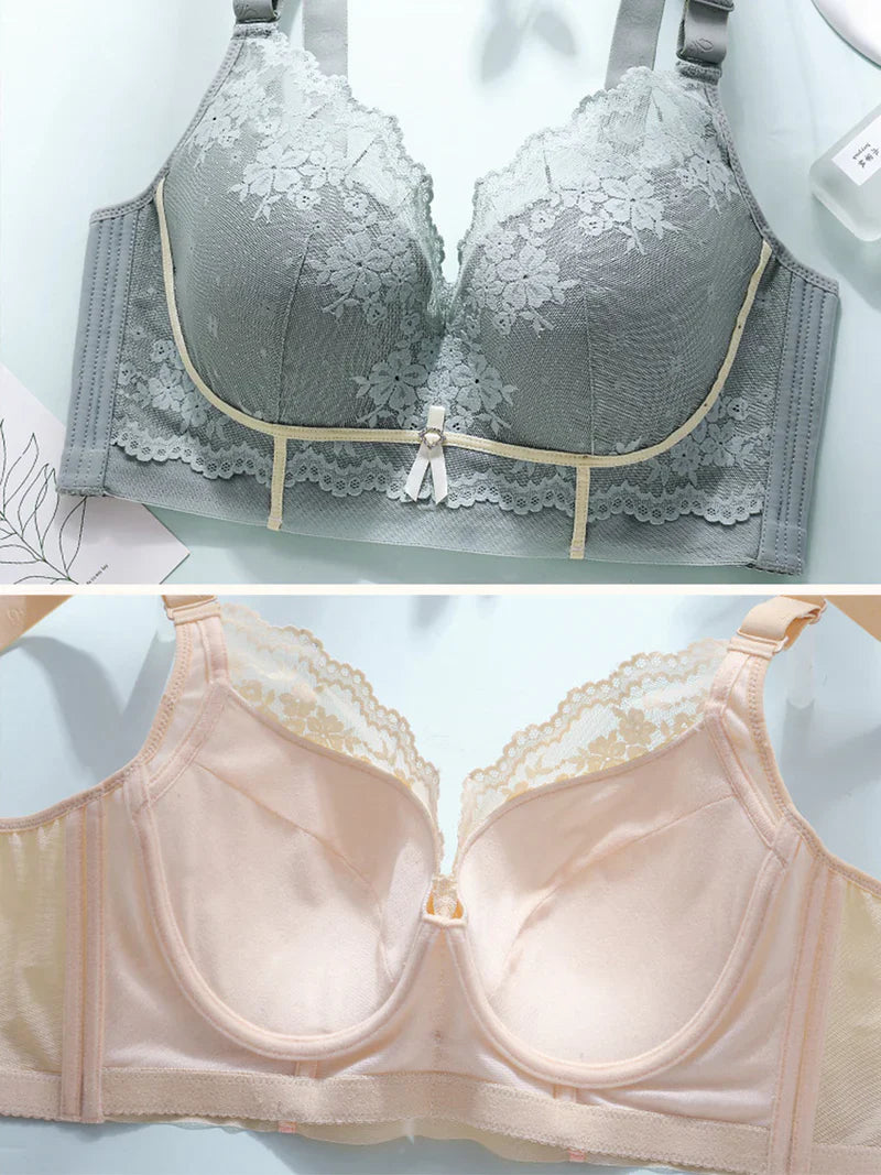 Pack of 3 V-Neck Lace Wireless Side Support Bra