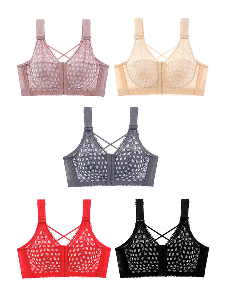 PACK OF 3 Front-Closure Back-Support Minimizer Wireless Bra