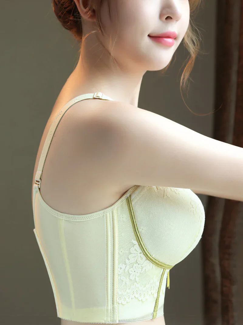 Pack of 3 V-Neck Lace Wireless Side Support Bra