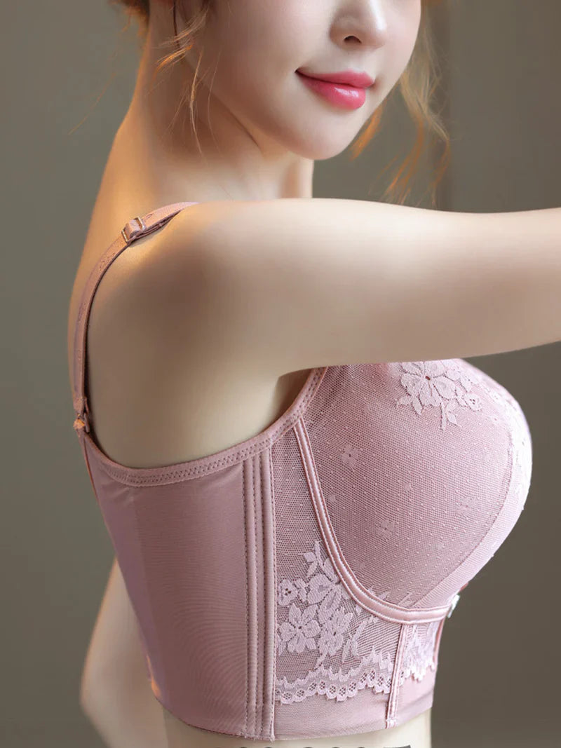 Pack of 3 V-Neck Lace Wireless Side Support Bra