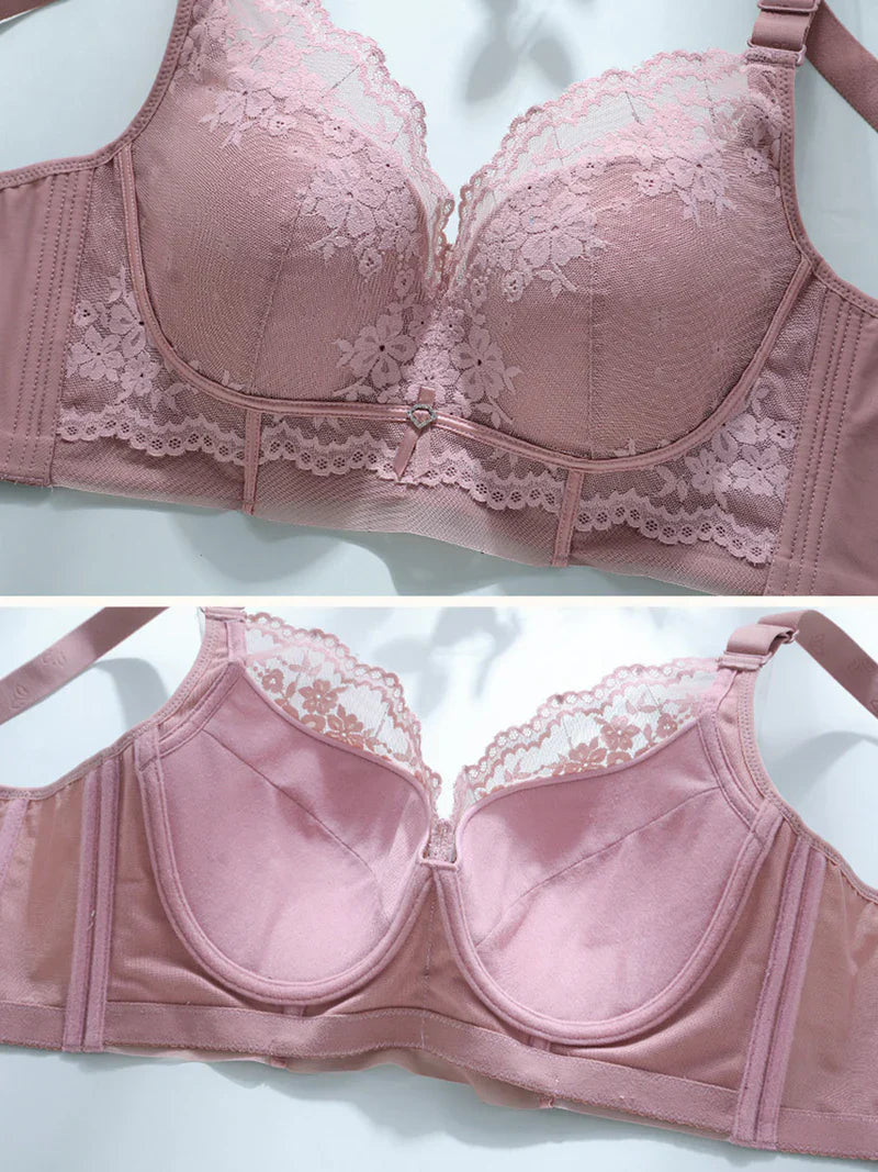 Pack of 3 V-Neck Lace Wireless Side Support Bra