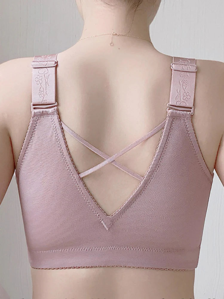 PACK OF 3 Front-Closure Back-Support Minimizer Wireless Bra