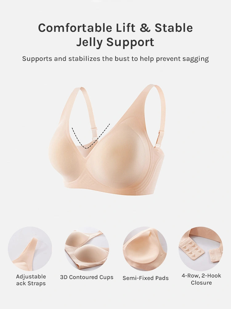 Pack of 2 Jelly Wireless Seamless Deep-V Push-Up Bra