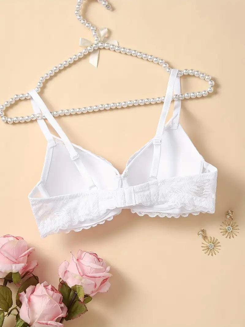 Contrast Lace Push Up Bra,