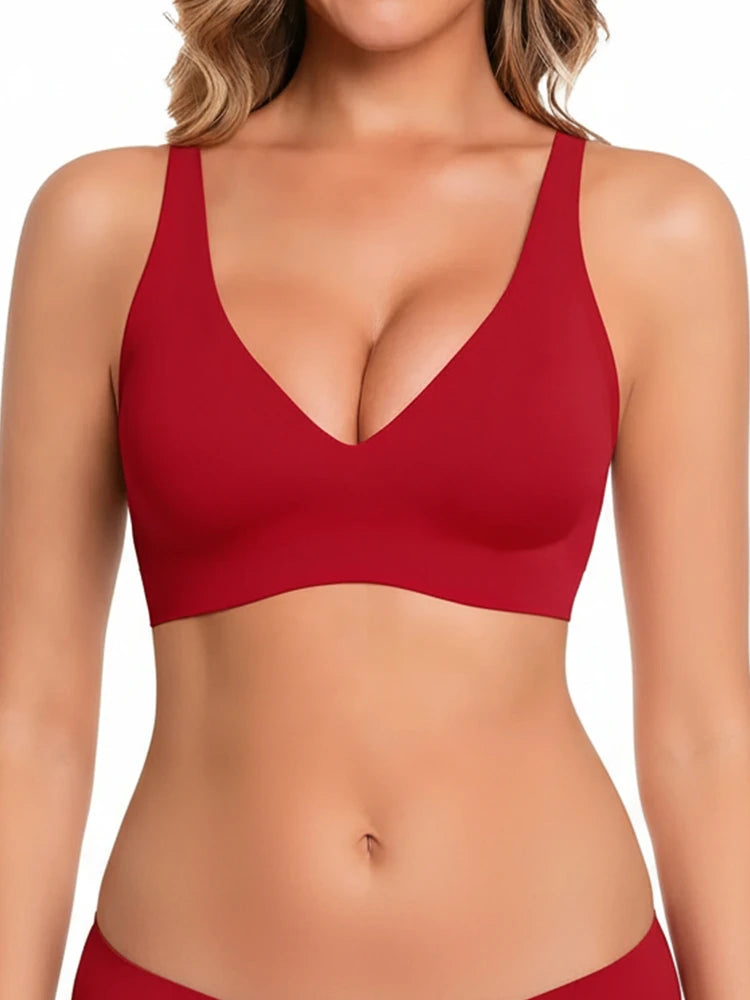 Pack of 2 Jelly Wireless Seamless Deep-V Push-Up Bra