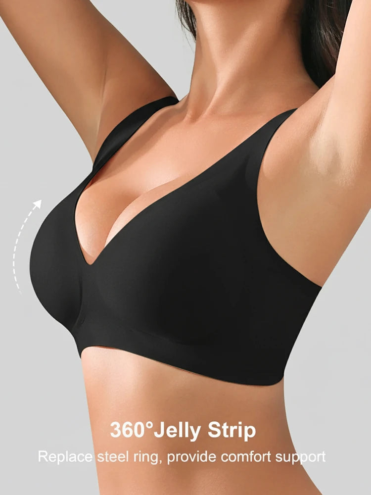 Pack of 2 Jelly Wireless Seamless Deep-V Push-Up Bra