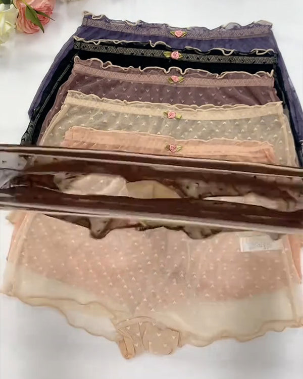 PACK OF 6: Multipack Women's Heart Lace Flower Decoration High Elastic Underwear