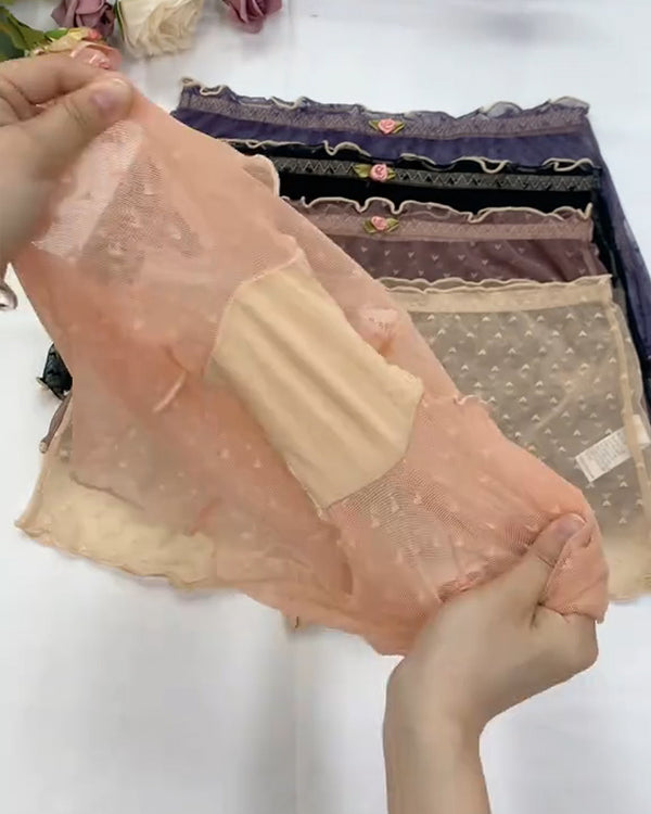 PACK OF 6: Multipack Women's Heart Lace Flower Decoration High Elastic Underwear