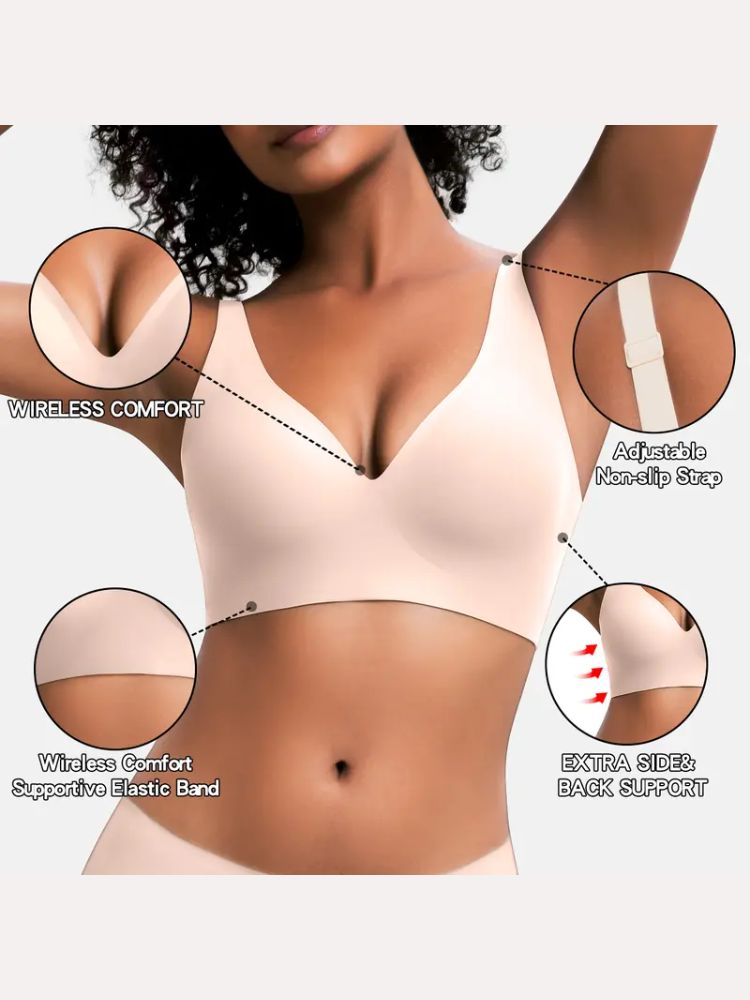 Pack of 2 Jelly Wireless Seamless Deep-V Push-Up Bra