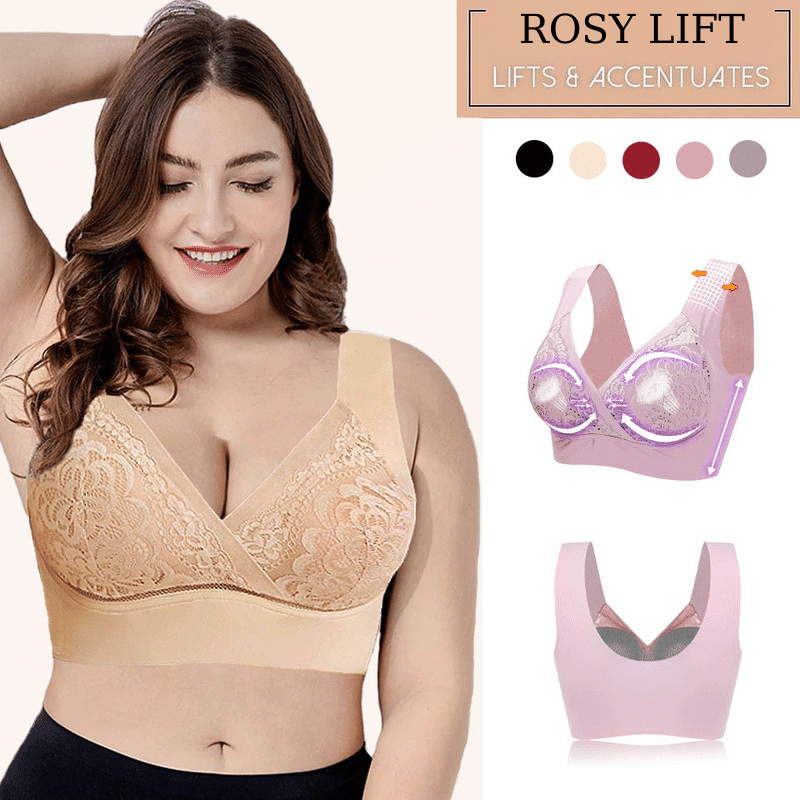 Pack of 3: ROSY LIFT BRA –Plus Size Comfort Extra Elastic Wireless Support Lace Bra