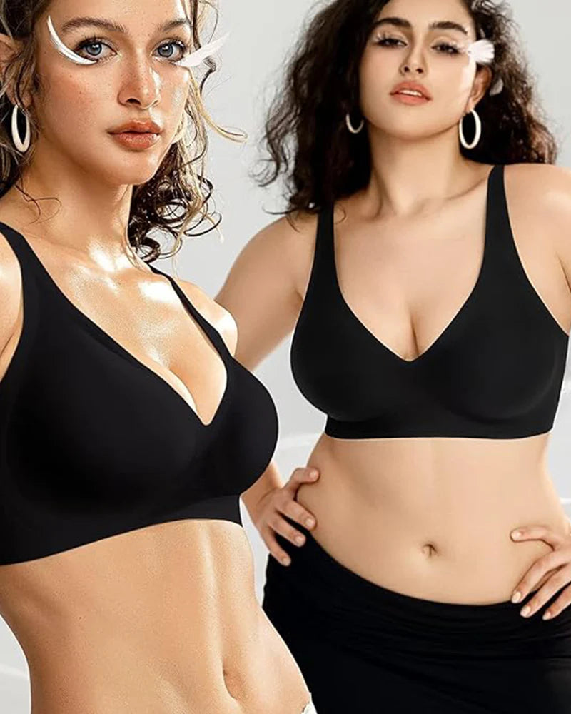 Pack of 3 Seamless Deep V Push-Up Wireless Bra