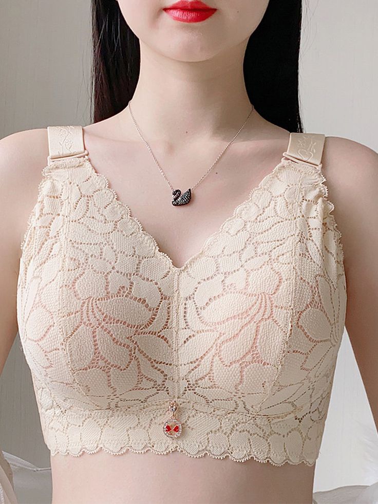 PACK OF 3 Women Bras Full Coverage Ultra-thin Flower Wireless Plus size Underwear