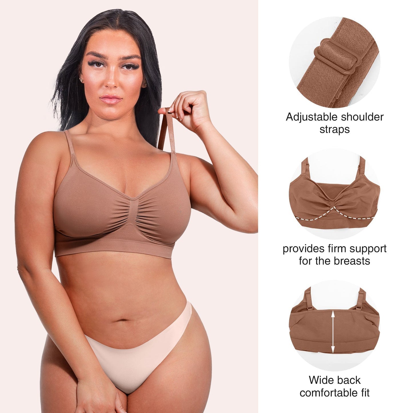 PACK OF 3: Ashley - Seamless Shaping Bra with Adjustable Shoulder Straps