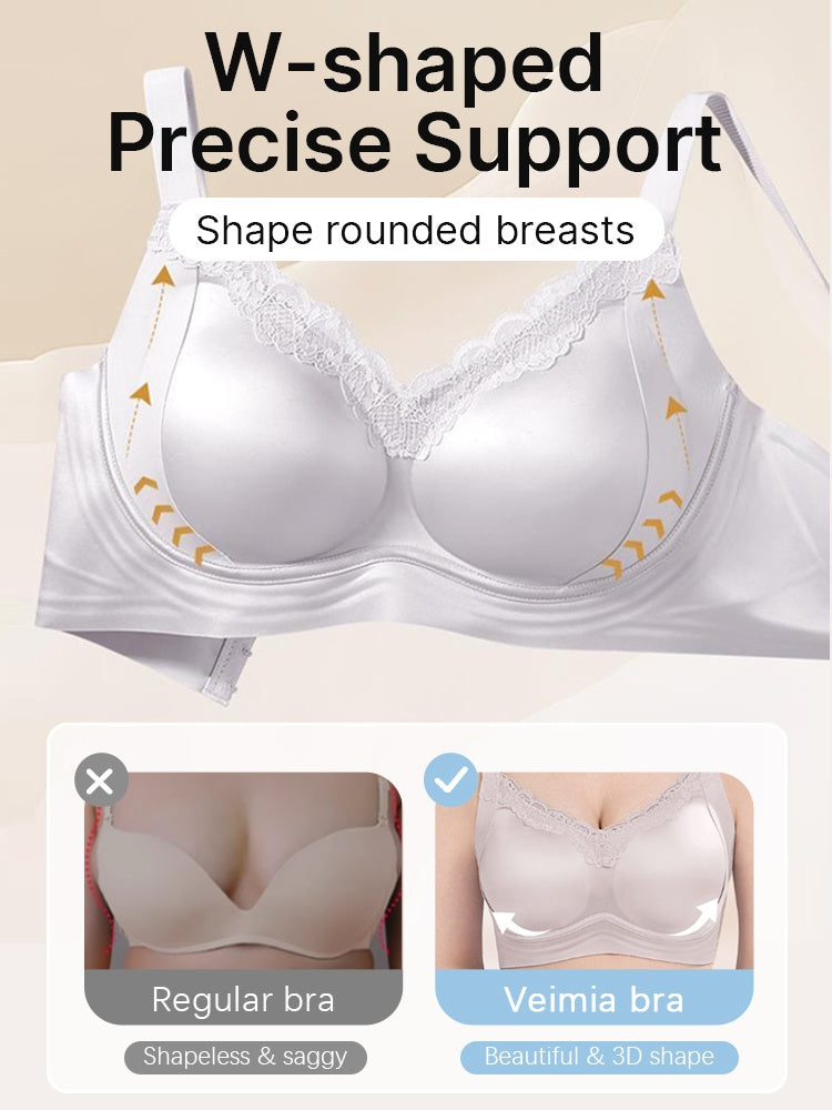 PACK OF 3: VEIMIA Delicate Lace Bra Anti-sagging Lift & Wireless Soft Support With Airy Pads, Silky Satin For Gentle Comfort