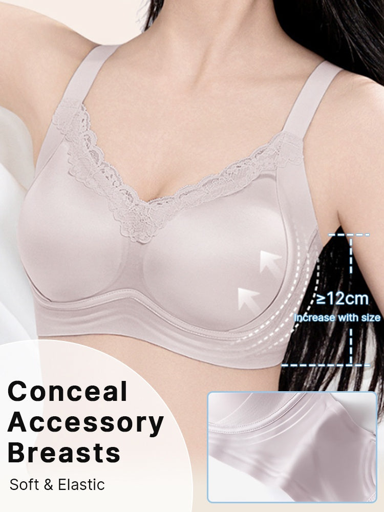 PACK OF 3: VEIMIA Delicate Lace Bra Anti-sagging Lift & Wireless Soft Support With Airy Pads, Silky Satin For Gentle Comfort