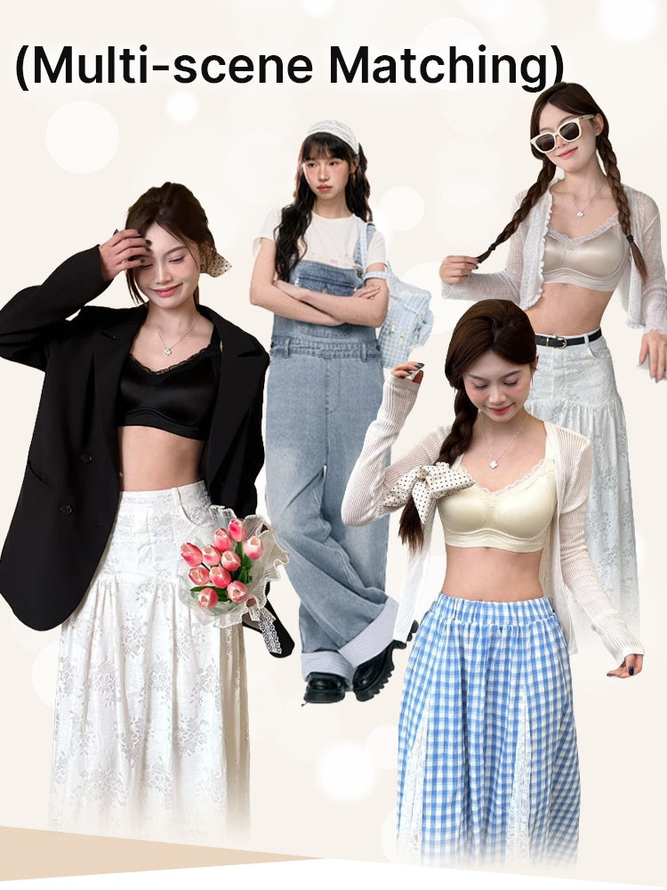 PACK OF 3: VEIMIA Delicate Lace Bra Anti-sagging Lift & Wireless Soft Support With Airy Pads, Silky Satin For Gentle Comfort