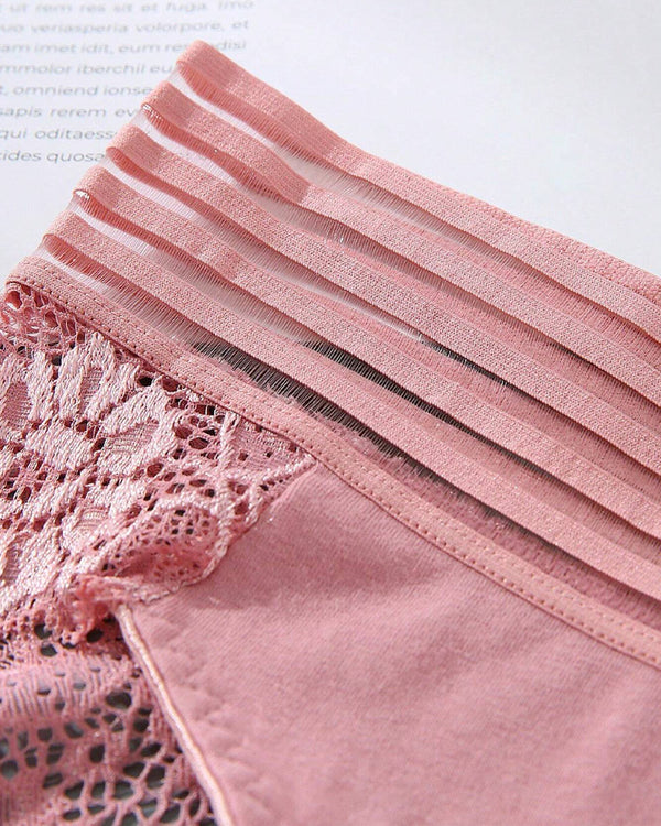 PACK OF 6: Women's Sexy High Waist Tummy Control Seamless Flower Lace Breathable Panties